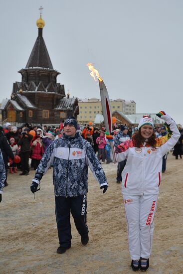 Sochi 2014 Olympic torch relay. Naryan-Mar