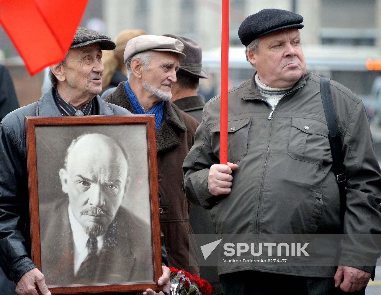 Laying flowers to Lenin Mausoleum on Red Square