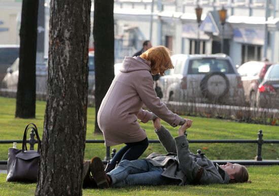 Warm weather in Moscow