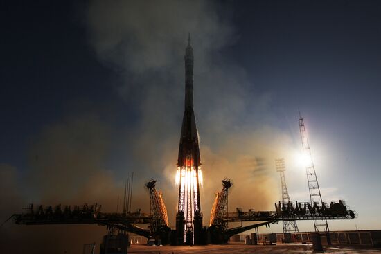 Launch of Soyuz-FG rocket with manned spacecraft Soyuz TMA-11M