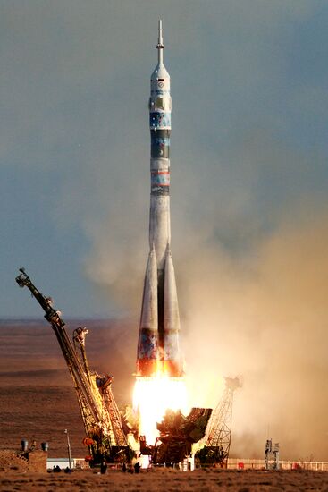 Launch of Soyuz-FG rocket with manned spacecraft Soyuz TMA-11M