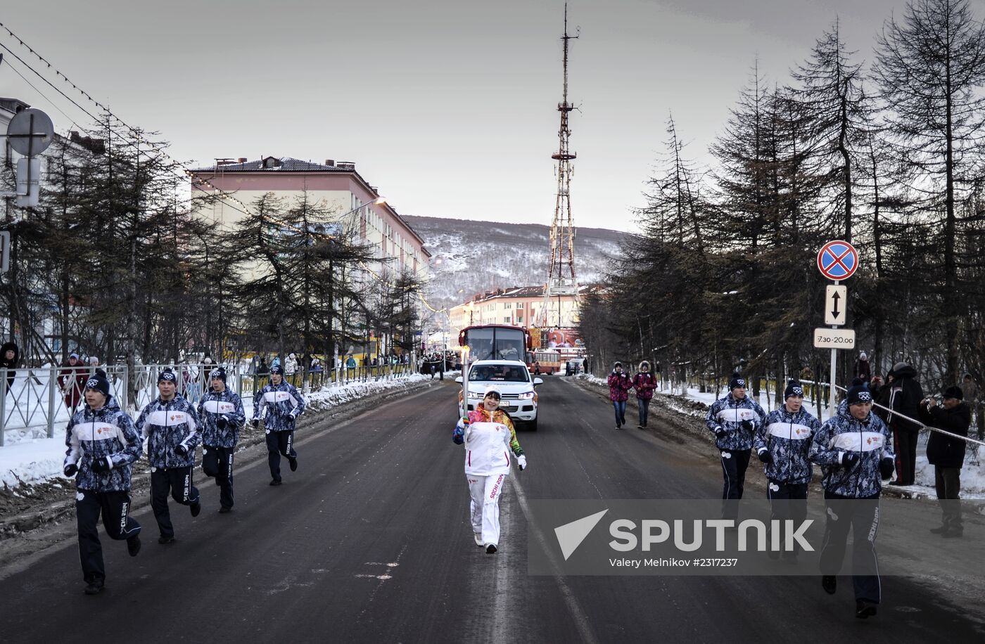 Sochi 2014 Olympic torch relay. Magadan