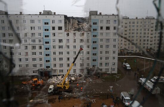 Nine-storey building after gas explosion in Moscow Region