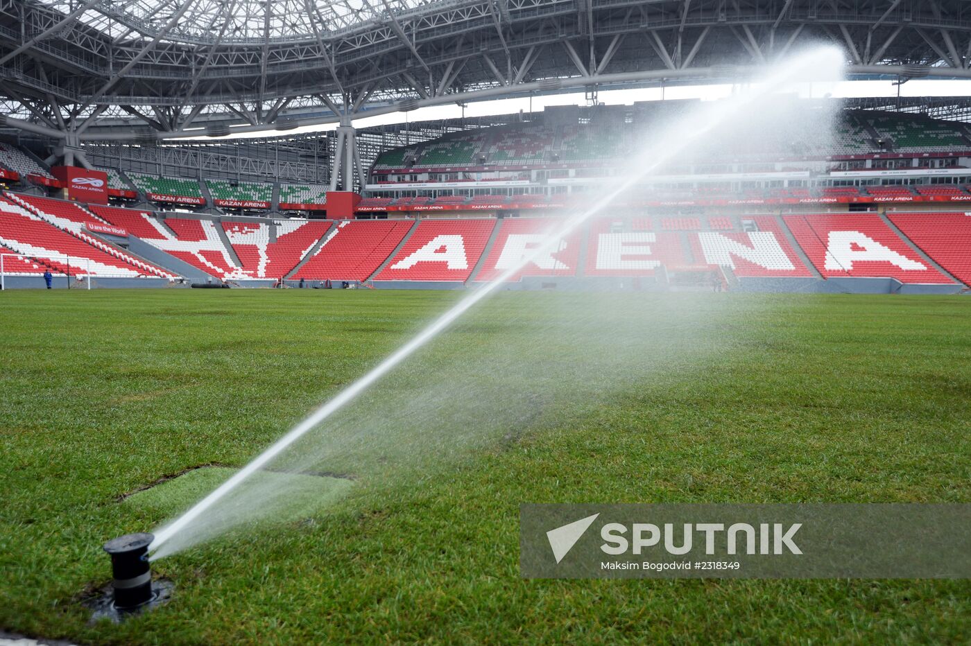 Artificial turf installed in Kazan Arena Stadium