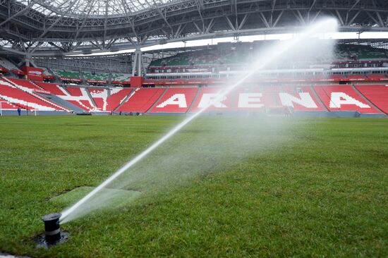 Artificial turf installed in Kazan Arena Stadium