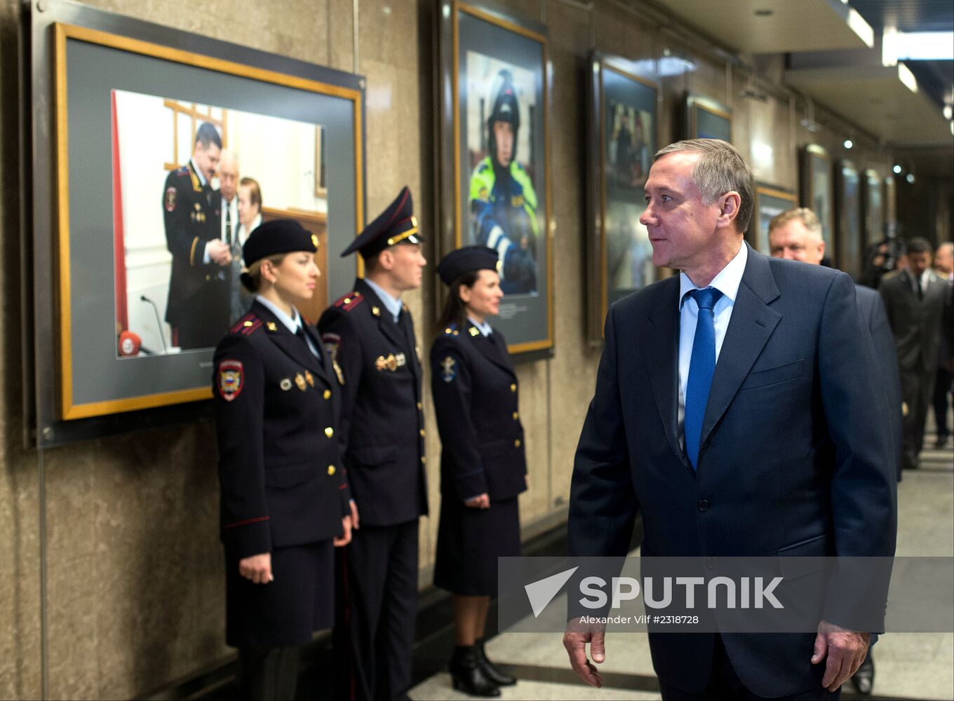 Opening of exhibition dedicated to Moscow Police on Vystavochnaya metro station