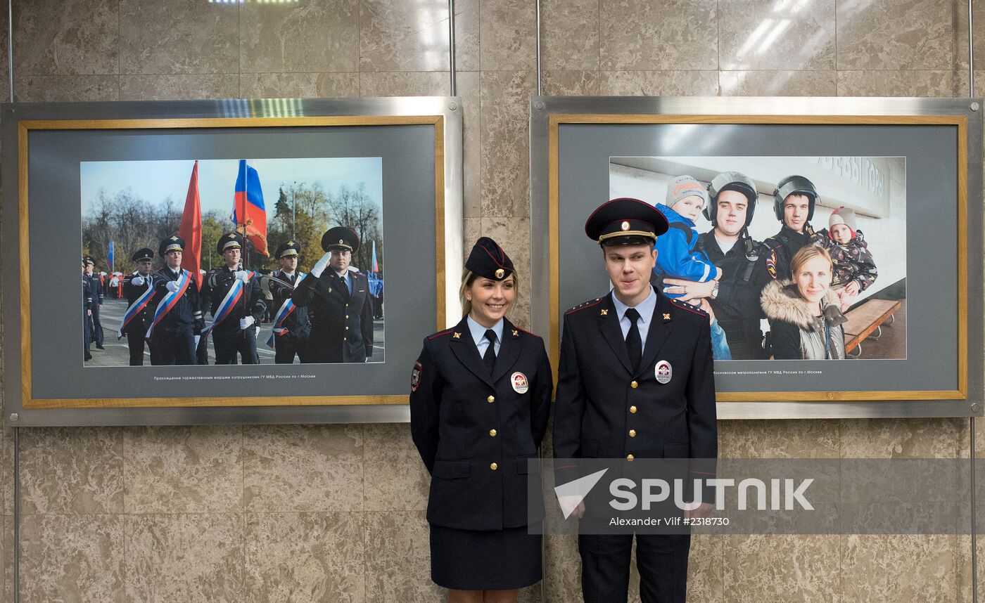 Opening of exhibition dedicated to Moscow Police on Vystavochnaya metro station