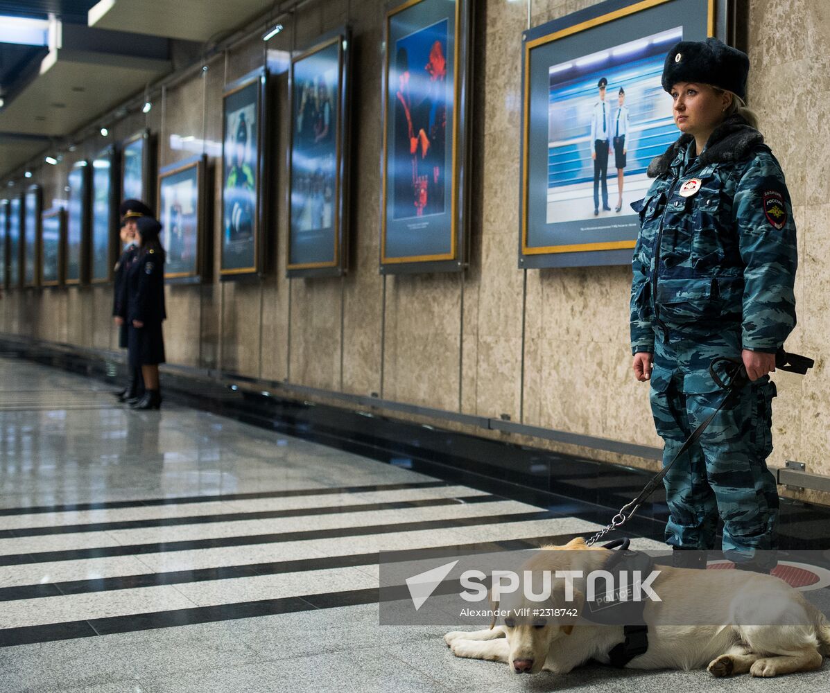 Opening of exhibition dedicated to Moscow Police on Vystavochnaya metro station