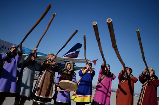 Olympic torch relay. Yuzhno-Sakhalinsk