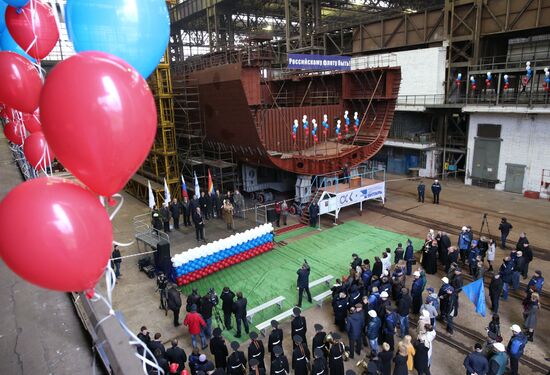 Laying the keel of Admiral Istomin frigate