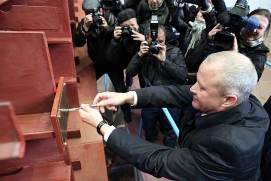 Marking housing on Admiral Istomin frigate
