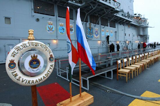 Indian aircraft carrier INS Vikramaditya in Severodvinsk