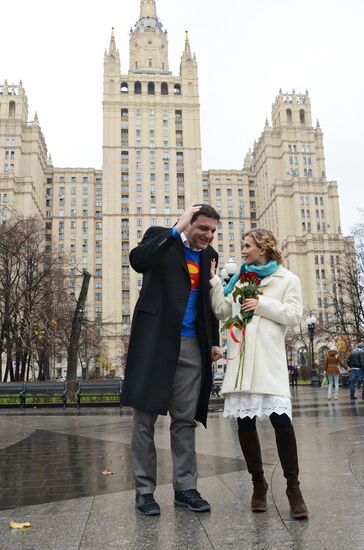 Filming final scene of movie "Congratulations to Men on Women's Day!"