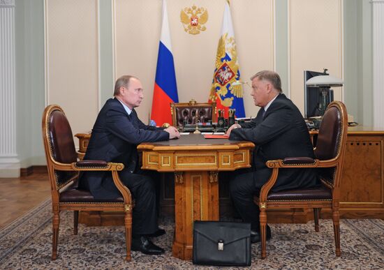Vladimir Putin meets with Vladimir Yakunin