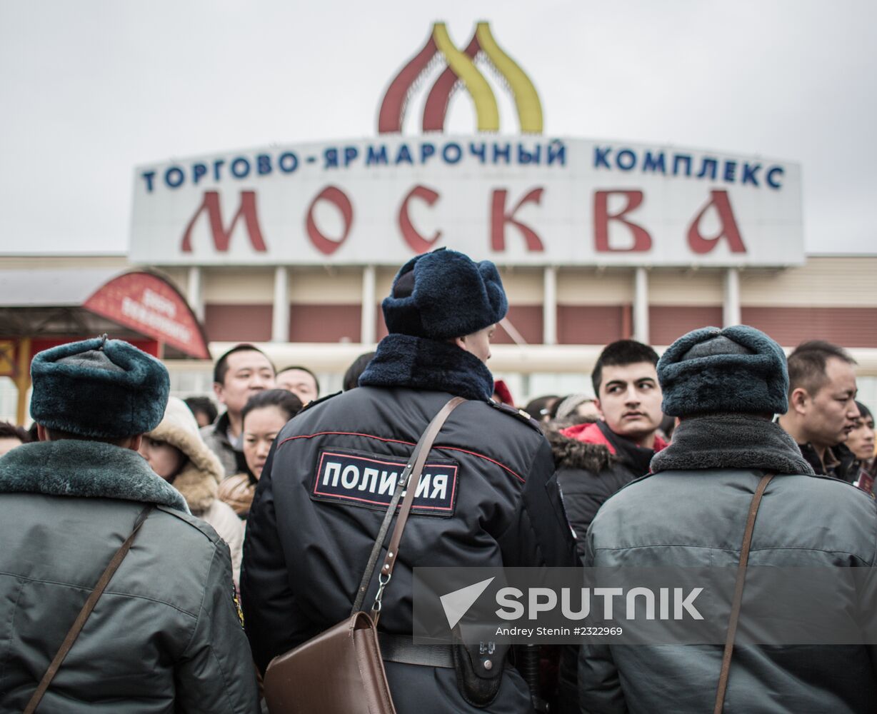 Police conduct immigration checks at Moscow shopping center in Lublino