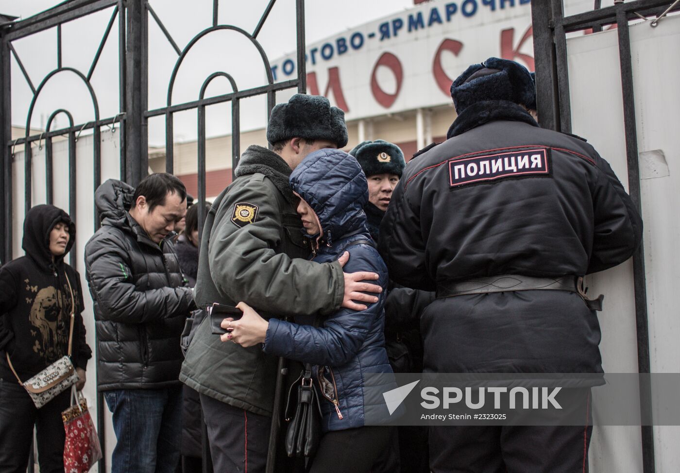 Police conduct immigration checks at Moscow shopping center in Lublino