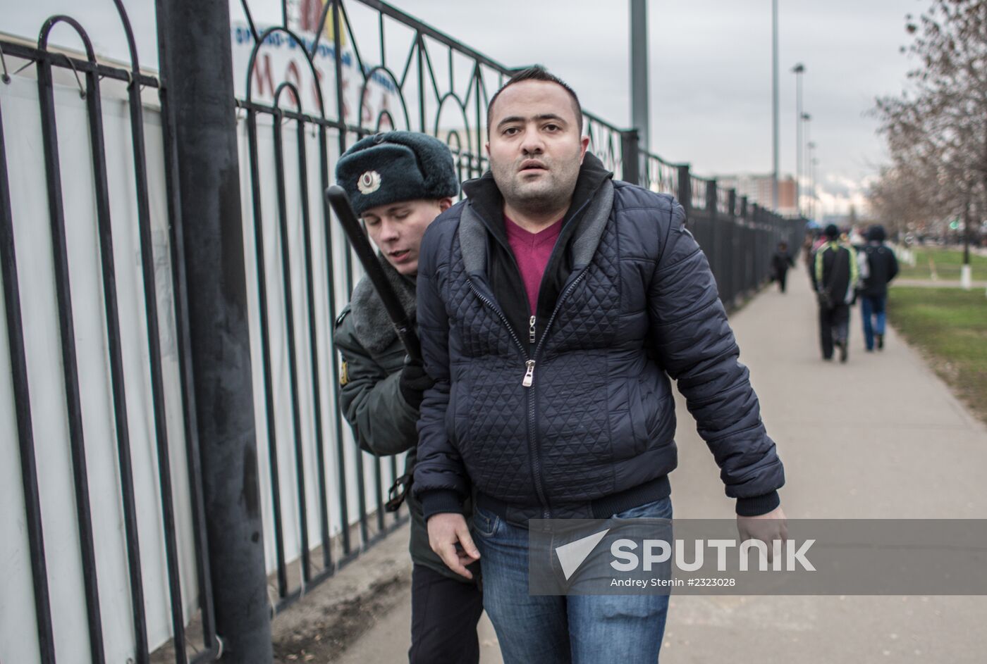 Police conduct immigration checks at Moscow shopping center in Lublino