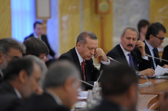 Vladimir Putin meets with Recep Tayyip Erdogan