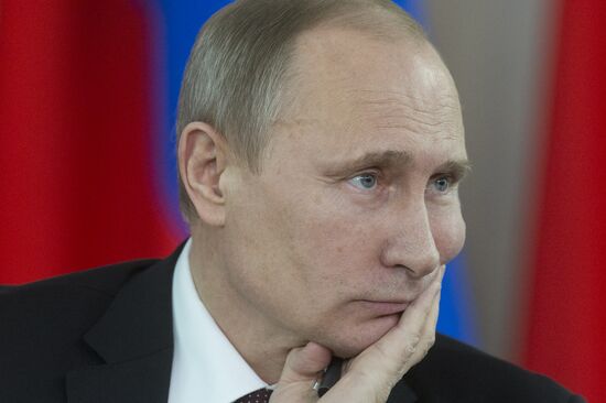 Vladimir Putin meets with Recep Tayyip Erdogan