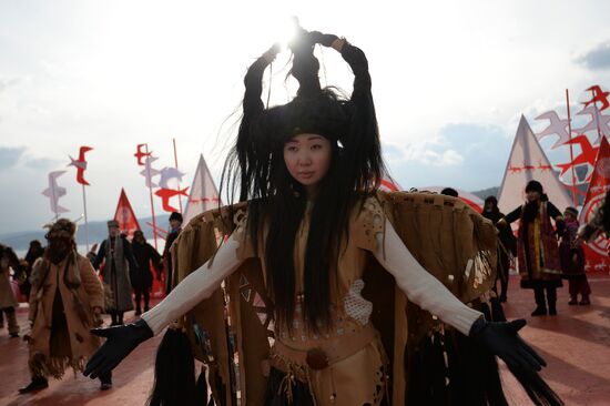 Olympic torch relay. Baikal