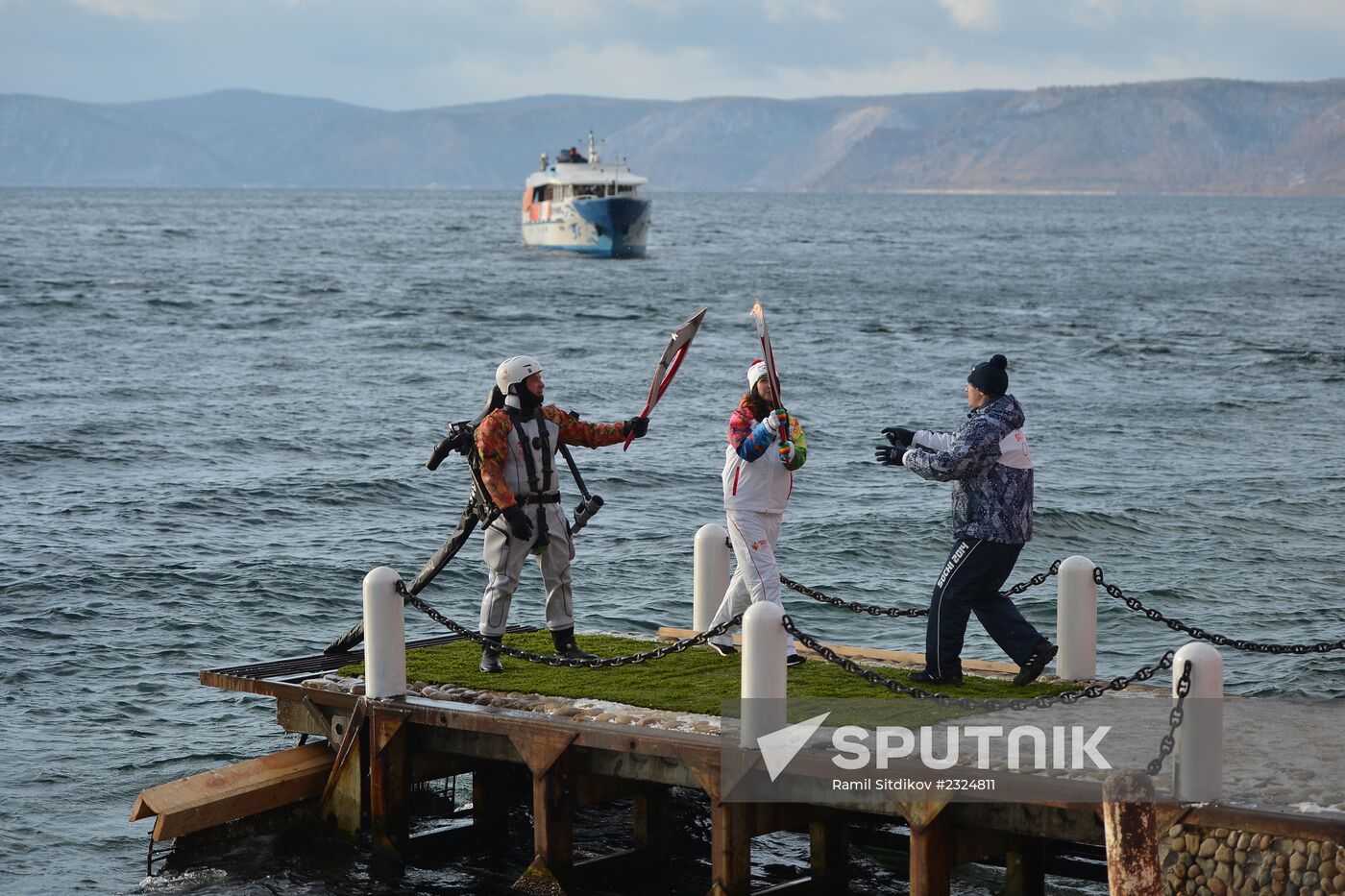 Olympic torch relay. Baikal