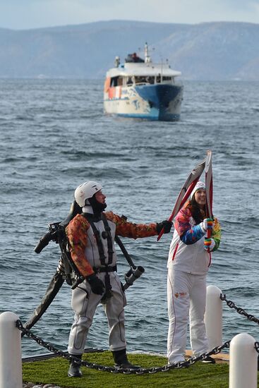 Olympic torch relay. Baikal