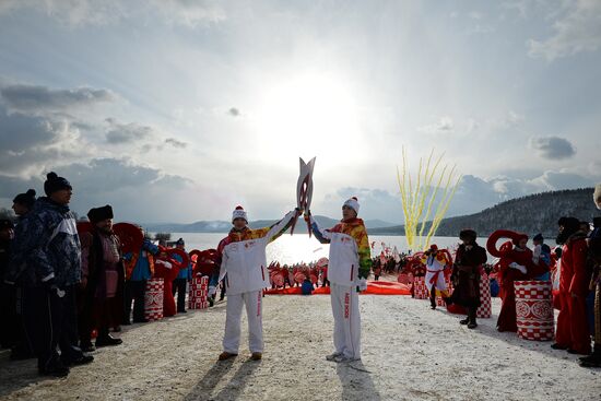 Olympic torch relay. Baikal