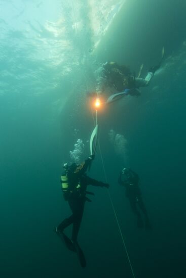 Sochi 2014 Olympic torch relay. Lake Baikal
