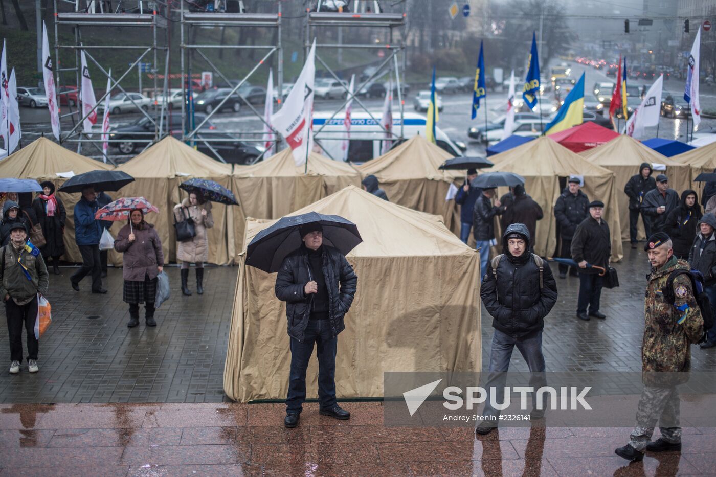 Tent camp set up by supporters of Ukraine's integration with EU