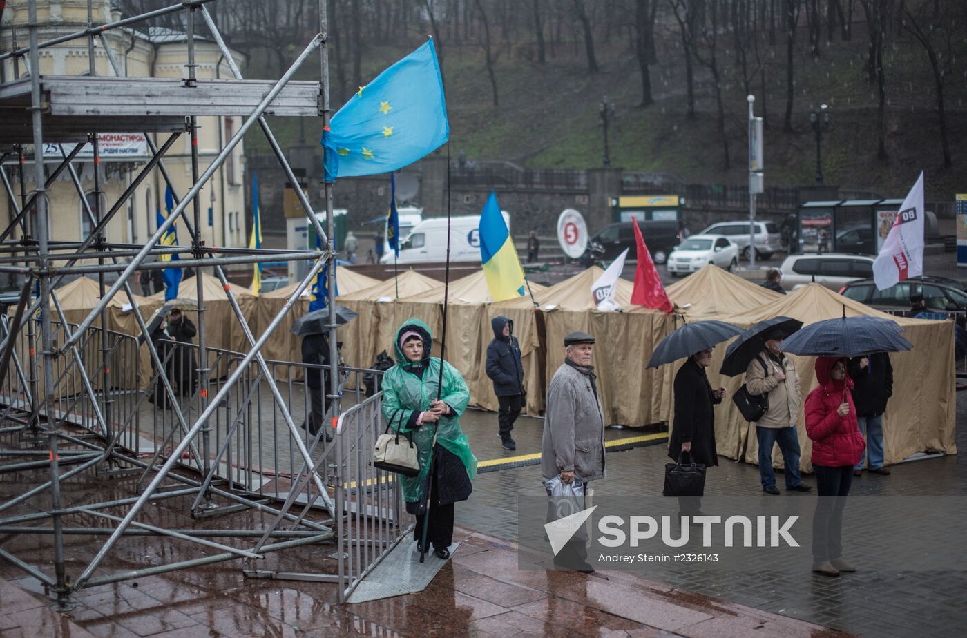 Tent camp set up by supporters of Ukraine's integration with EU