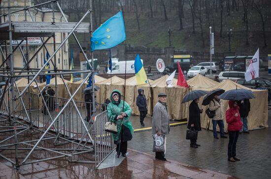 Tent camp set up by supporters of Ukraine's integration with EU