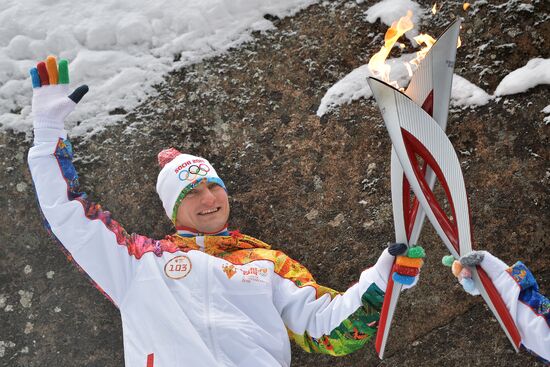 Olympic torch relay. Krasnoyarsk