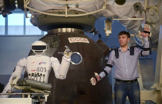 Russian cosmonaut robot displayed at Cosmonauts Training Center