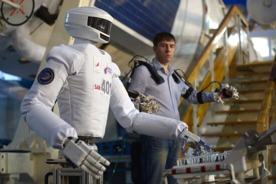 Russian cosmonaut robot displayed at Cosmonauts Training Center