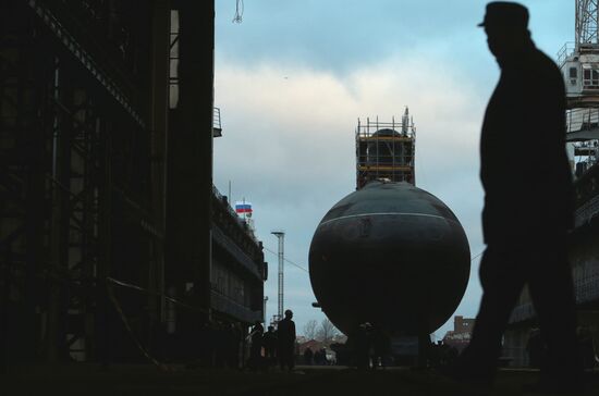 Launching of Novorossiysk submarine in St. Petersburg