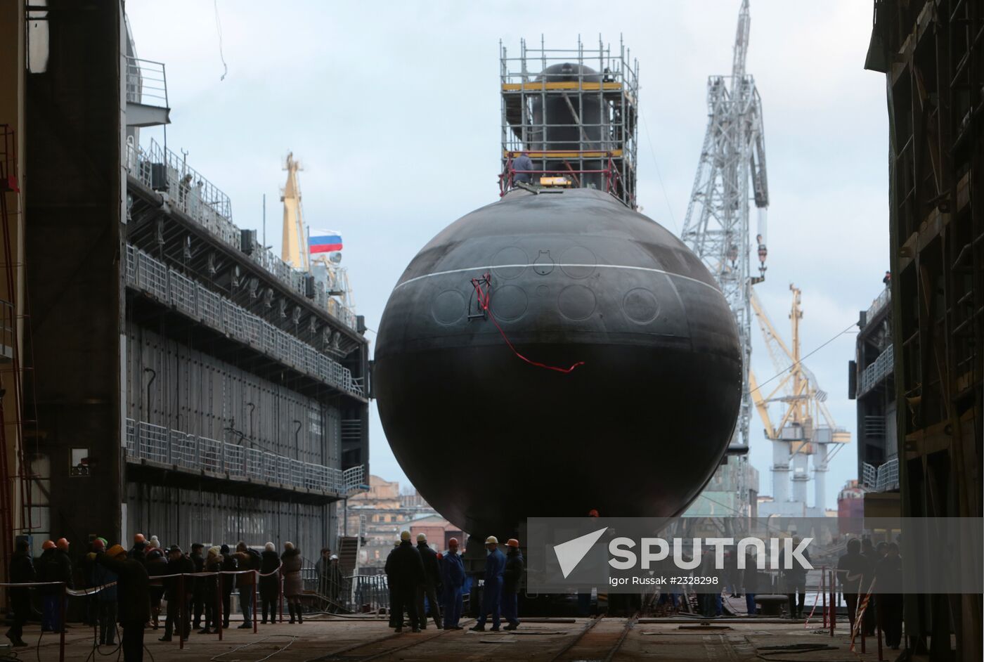 Launching of Novorossiysk submarine in St. Petersburg