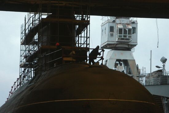 Launching of Novorossiysk submarine in St. Petersburg