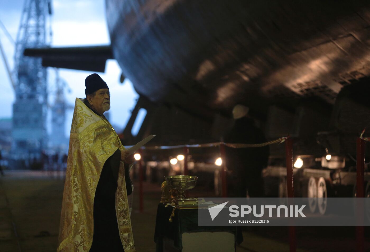 Launching of Novorossiysk submarine in St. Petersburg