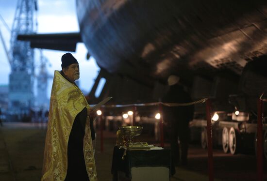 Launching of Novorossiysk submarine in St. Petersburg