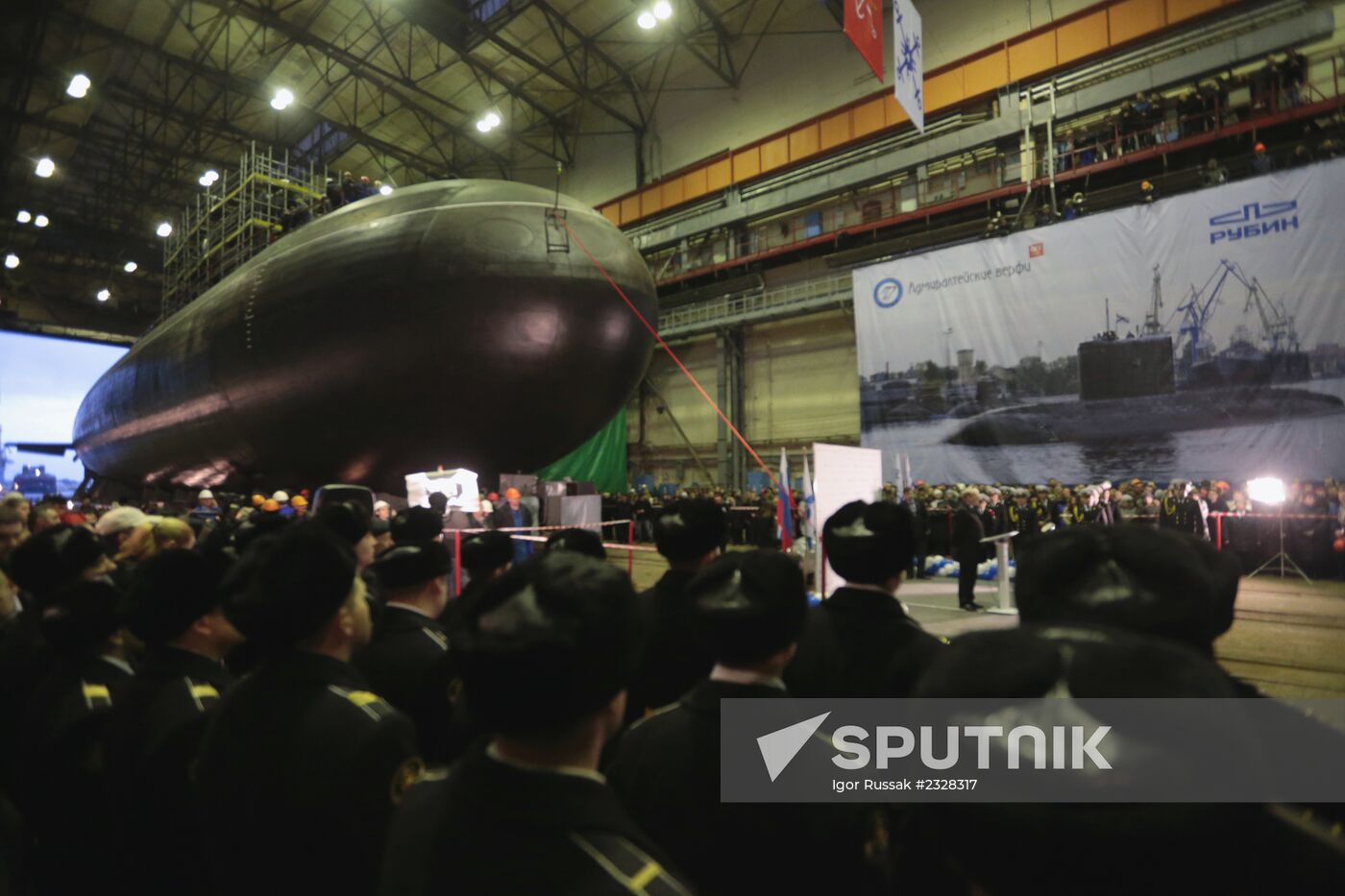 Launching of Novorossiysk submarine in St. Petersburg