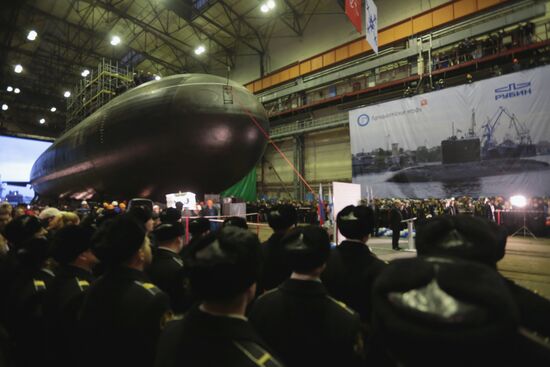 Launching of Novorossiysk submarine in St. Petersburg