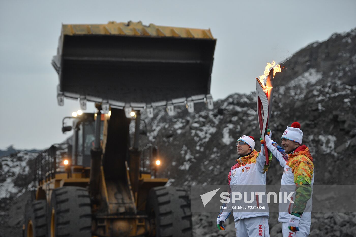 Olympic Torch Relay. Kedrovsky Coal Mine