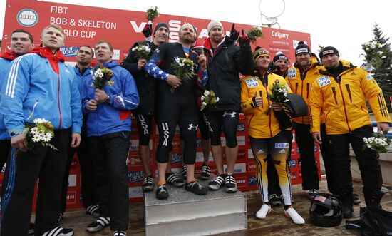 Bobsled. 1st stage of World Cup. Four-man event