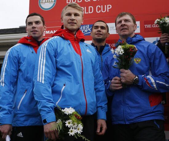 Bobsled. 1st stage of World Cup. Four-man event