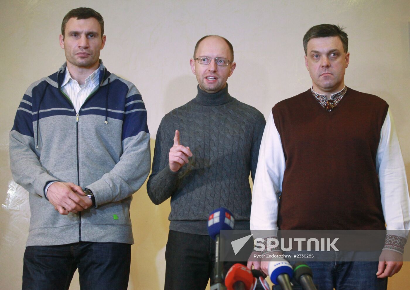 Press conference of opposition leaders V.Klitschko, A.Yatsenyuk and O.Tyagnibok