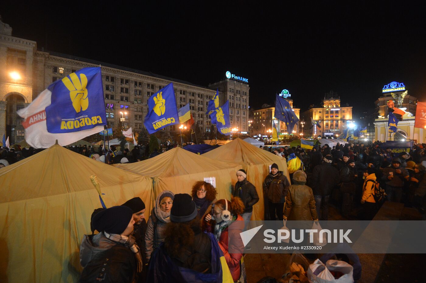 Supporters of Ukraine's EU integration rally in Kiev