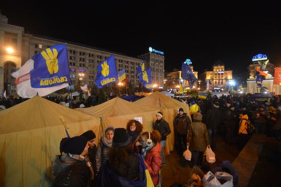 Supporters of Ukraine's EU integration rally in Kiev