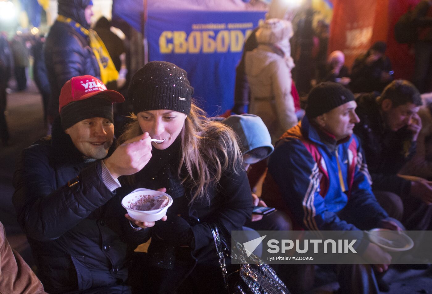 Supporters of Ukraine's EU integration rally in Kiev