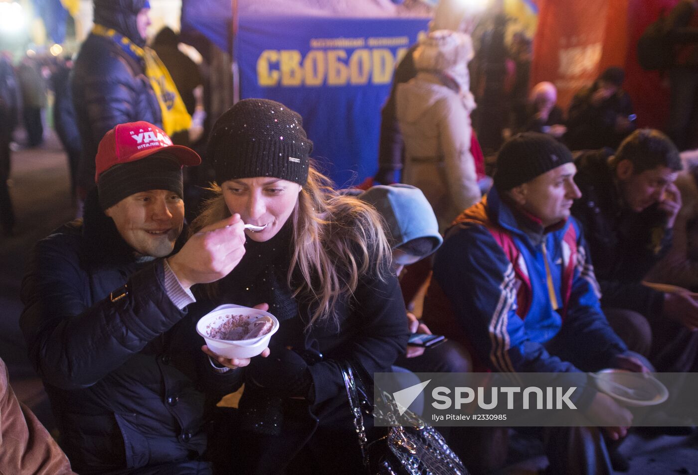 Supporters of Ukraine's EU integration rally in Kiev