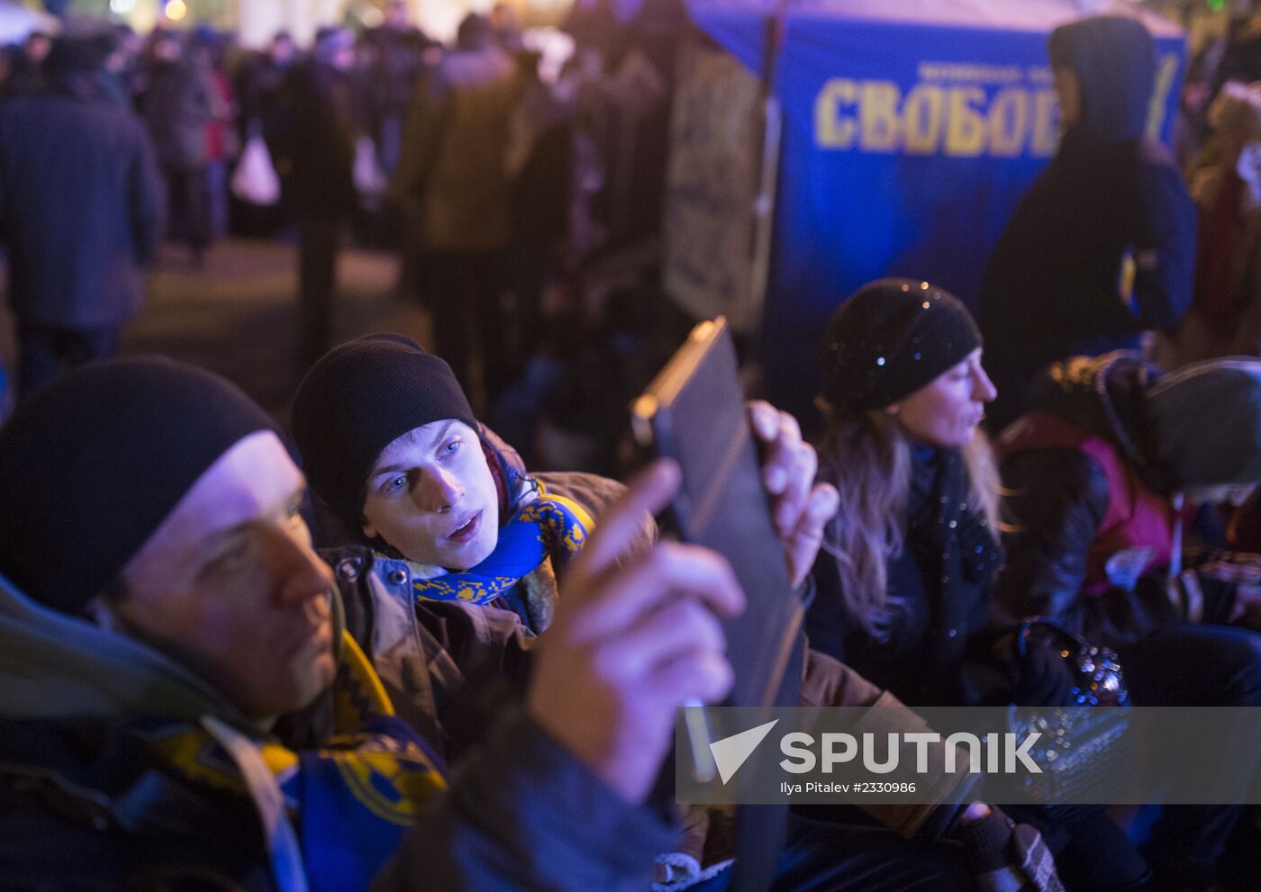 Supporters of Ukraine's EU integration rally in Kiev